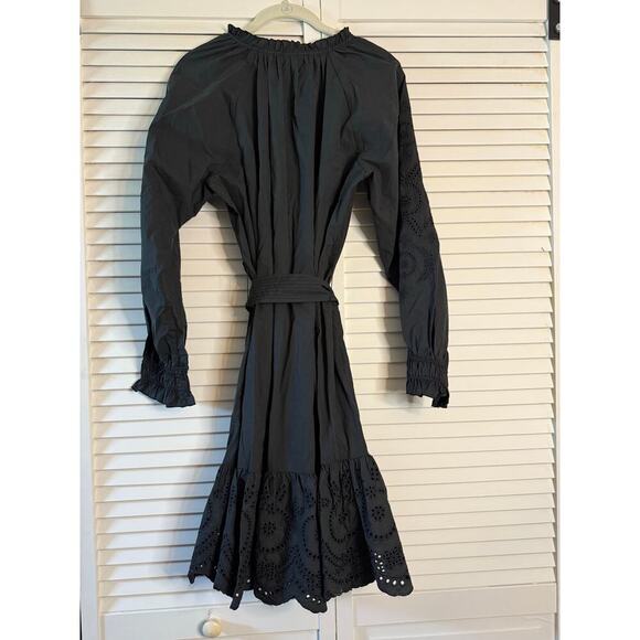 Rails Saylor Dress Black Eyelet Lace Long Sleeve Tile Belt Sz S - Picture 10 of 10
